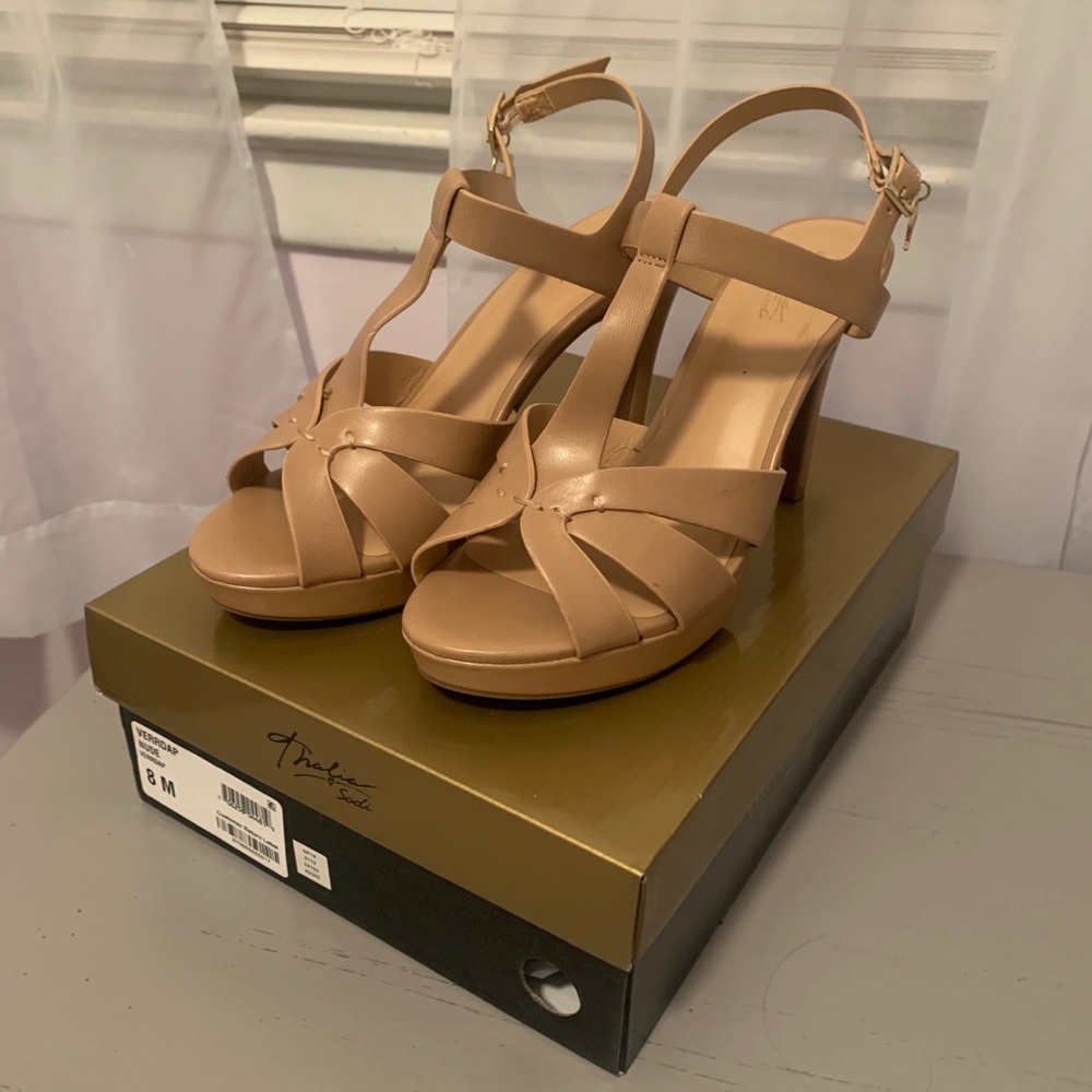 Thalia Sodi nude leather heel - like new!